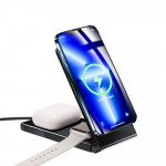 Wholesale 3-in-1 Qi2 Certified 15W Wireless Charging Station - MagSafe Compatible, Foldable, Fast Charge for Universal Cell Phones and Qi Compatible Device (Black)