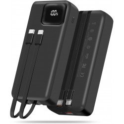 20000mAh Fast Charging Portable Power Bank Battery Charger with Built-in USB-C & Lightning Cable & LED Display for Universal Cell Phone And Devices (Black) 20000mAh Fast Charging Portable Power Bank Battery Charger with Built-in USB-C & Lightning Cable & LED Display for Universal Cell Phone And Devices (Black)