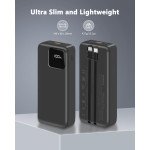 Wholesale 20000mAh Fast Charging Portable Power Bank Battery Charger with Built-in USB-C & Lightning Cable & LED Display for Universal Cell Phone And Devices (Black)