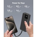 Wholesale 20000mAh Fast Charging Portable Power Bank Battery Charger with Built-in USB-C & Lightning Cable & LED Display for Universal Cell Phone And Devices (Black)