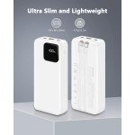 Wholesale 20000mAh Fast Charging Portable Power Bank Battery Charger with Built-in USB-C & Lightning Cable & LED Display for Universal Cell Phone And Devices (White)