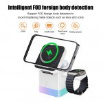 15W 3-in-1 Magnetic Wireless Charger Dock with RGB Lighting for iPhone AirPods Apple Watch White