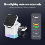 15W 3-in-1 Magnetic Wireless Charger Dock with RGB Lighting for iPhone AirPods Apple Watch White