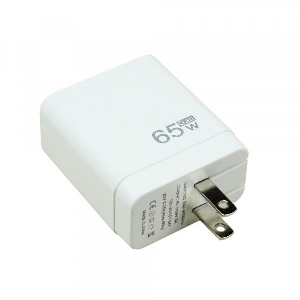 Wholesale 65W GaN USB-C Wall Charger with Fast Charging Power Delivery and Macbook Compatible for Universal Cell Phone, Device and More (White)