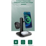 Wholesale 15W Fast Charge 3 in 1 Magnetic MagSafe Wireless Charger Dock Charging Station for iPhone, Apple Watch, Airpods, and More for Universal Cell Phones and Qi Compatible Device (White)