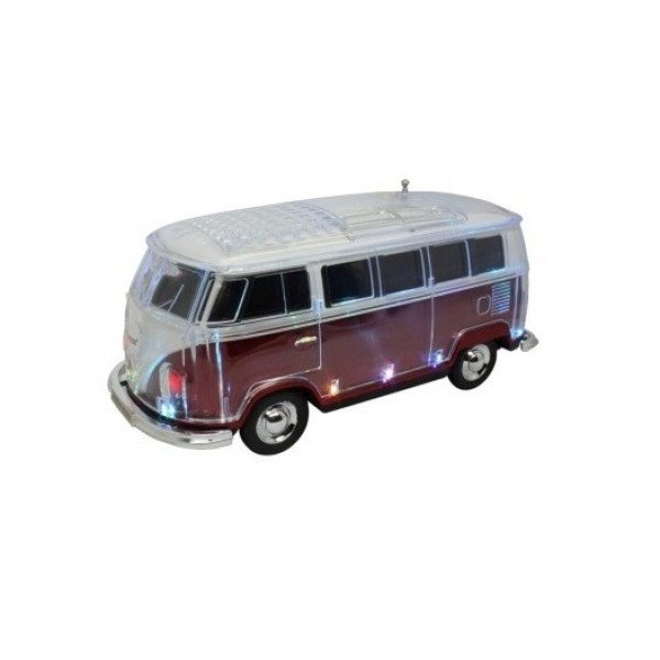 Wholesale Microbus Mini Bus Design Portable Wireless Bluetooth Speaker with LED Light WS267 for Universal Cell Phone And Bluetooth Device (Red)