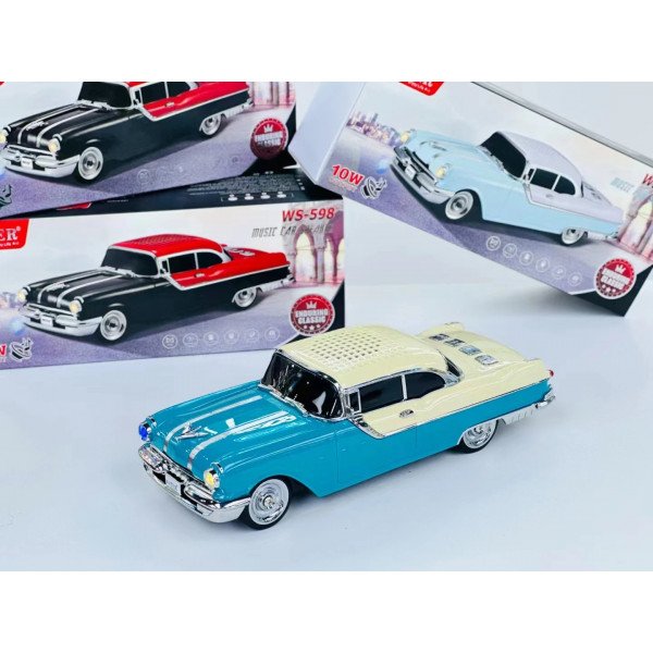 Wholesale 1958 Chevy-Inspired Vintage Car Design Bluetooth Speaker with LED Lights Portable Audio WS598 for Universal Cell Phone And Bluetooth Device (Green)