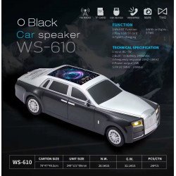 Luxury Sedan Inspired Bluetooth Speaker with LED Starry Sky Roof and  HD Sound (Black)