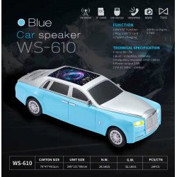 Luxury Sedan Inspired Bluetooth Speaker with LED Starry Sky Roof and  HD Sound (Blue)