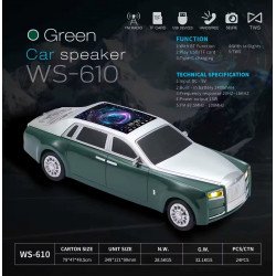 Luxury Sedan Inspired Bluetooth Speaker with LED Starry Sky Roof and  HD Sound (Green)