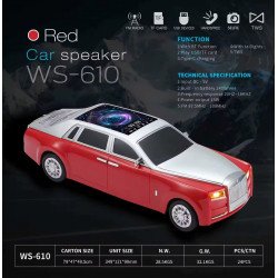 Luxury Sedan Inspired Bluetooth Speaker with LED Starry Sky Roof and  HD Sound (Red)
