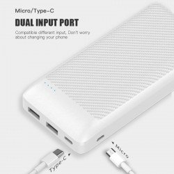 Universal 20000 mAh Portable Dual Port Super Slim Power Bank Charger SL20 for Universal Cell Phones, Device (White)