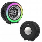 Wholesale Car Tire Design Bluetooth Speaker with LED Light and TWS Dual Pairing - High Audio Quality & Multifunctional X502 for Universal Cell Phone And Bluetooth Device (Black)