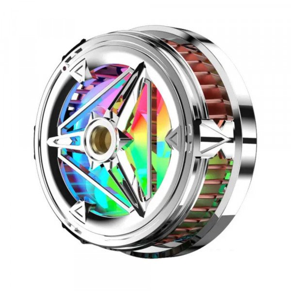 Wholesale Magnetic Gaming Phone Cooler Fan with RGB Lights - Fast Cooling for Mobile Devices X18 for Universal Cell Phone And Bluetooth Device (Silver)