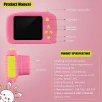 Wholesale 1080P Cute Bunny Soft Silicone Shell Digital Video Camera for Kids with Built-In Games X9C for Children Kid Party Outdoor and Indoor Play (Pink)