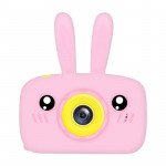 1080P Cute Bunny Soft Silicone Shell Digital Video Camera for Kids with Built-In Games X9C for Children Kid Party Outdoor and Indoor Play (Pink)