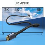 Wholesale 6 Foot HDMI 2.1 cable 8K 60Hz 48Gbps / 4K 144Hz / 2K 165 Hz 3D Dynamic HDR for HMDI Cable Port Devices (Black)