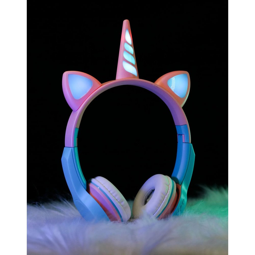 Wholesale Cute Unicorn Design Bluetooth Wireless Foldable Headphone Headset with Built in Mic and FM Radio