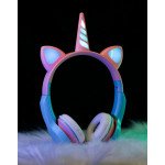 Wholesale Cute Unicorn Design Bluetooth Wireless Foldable Headphone Headset with Built in Mic and FM Radio XY-212 for Universal Cell Phone And Bluetooth Device (Orange Black)