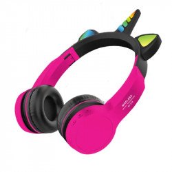 Cute Unicorn Design Bluetooth Wireless Foldable Headphone Headset with Built in Mic and FM Radio XY-212 for Universal Cell Phone And Bluetooth Device (Black Pink)