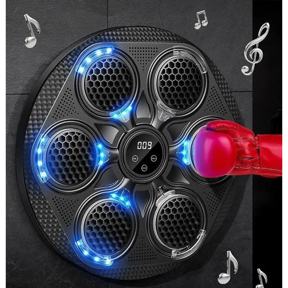Bluetooth Wireless Electronic Music Boxing Machine Wall Mounted Reflex Training Game for Kids and Adults YK03 for Universal Cell Phone And Bluetooth Device Black