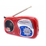 Wholesale Pocket Radio Clock AM FM Speaker Uses AA Battery [No Bluetooth Feature] YS2019 for Universal Cell Phone And Bluetooth Device (Red)