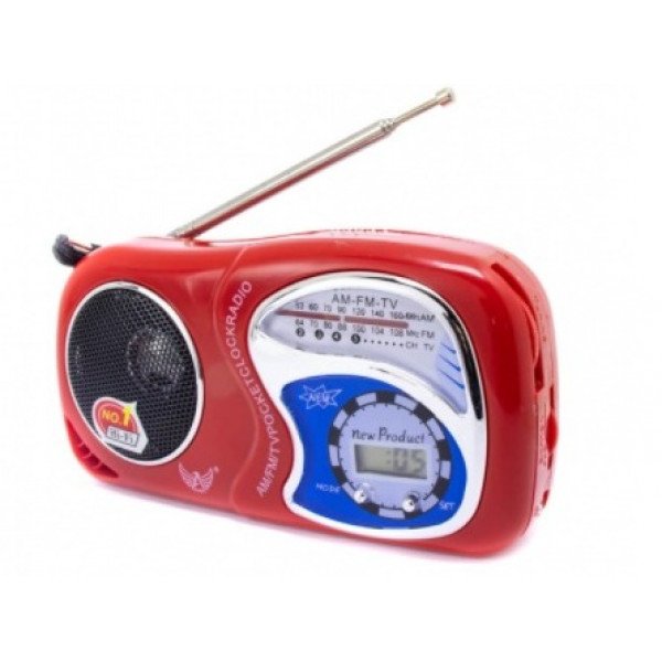 Wholesale Pocket Radio Clock AM FM Speaker Uses AA Battery [No Bluetooth Feature] YS2019 for Universal Cell Phone And Bluetooth Device (Red)