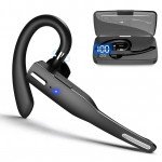 Wholesale Single-Side Business Bluetooth Headset with Long Battery Life, Lightweight Design, Over-Ear Hook, and Easy-Use Charging Case YYK525 for Universal Cell Phone And Bluetooth Device (Black)