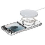 Wholesale Crystal Clear Transparent MagSafe Phone Case with Magnetic Ring and Kickstand for Samsung Galaxy Z Flip 6 5G (Gray)