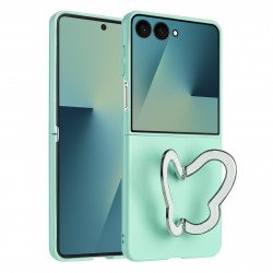 Strong Hard Glossy Shockproof Phone Case with Butterfly Kickstand for Samsung Galaxy Z Flip 7 (Green) Strong Hard Glossy Shockproof Phone Case with Butterfly Kickstand for Samsung Galaxy Z Flip 7 (Green)