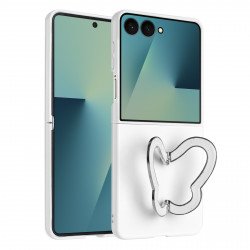 Strong Hard Glossy Shockproof Phone Case with Butterfly Kickstand for Samsung Galaxy Z Flip 7 (White) Strong Hard Glossy Shockproof Phone Case with Butterfly Kickstand for Samsung Galaxy Z Flip 7 (White)
