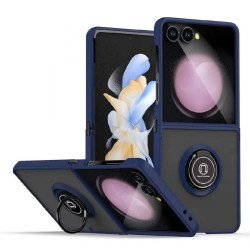 Slim Hybrid Shockproof Phone Case with Kickstand Ring for Samsung Galaxy Z Flip 7 (Navy Blue)