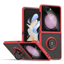 Slim Hybrid Shockproof Phone Case with Kickstand Ring for Samsung Galaxy Z Flip 7 (Red)