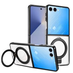 Crystal Clear MagSafe Phone Case with Magnetic Kickstand Ring for Samsung Galaxy Z Flip 7 (Black) Crystal Clear MagSafe Phone Case with Magnetic Kickstand Ring for Samsung Galaxy Z Flip 7 (Black)