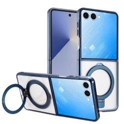 Crystal Clear MagSafe Phone Case with Magnetic Kickstand Ring for Samsung Galaxy Z Flip 7 (Blue) Crystal Clear MagSafe Phone Case with Magnetic Kickstand Ring for Samsung Galaxy Z Flip 7 (Blue)