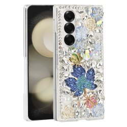 Luxury Diamond Crystal Rhinestone Glitter Shiny Sparkle Cover Case for Samsung Galaxy Z Fold 6 5G (Blue)