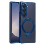Wholesale Crystal Clear Transparent MagSafe Phone Case with Magnetic Ring and Kickstand for Samsung Galaxy Z Fold 6 5G (Navy Blue)