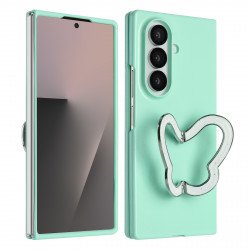 Strong Hard Glossy Shockproof Phone Case with Butterfly Kickstand for Samsung Galaxy Z Fold 7 (Green) Strong Hard Glossy Shockproof Phone Case with Butterfly Kickstand for Samsung Galaxy Z Fold 7 (Green)