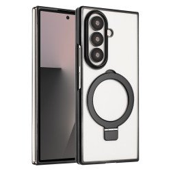 Crystal Clear MagSafe Phone Case with Magnetic Kickstand Ring for Samsung Galaxy Z Fold 7 (Black) Crystal Clear MagSafe Phone Case with Magnetic Kickstand Ring for Samsung Galaxy Z Fold 7 (Black)