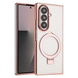 Crystal Clear MagSafe Phone Case with Magnetic Kickstand Ring for Samsung Galaxy Z Fold 7 (Rose Gold) Crystal Clear MagSafe Phone Case with Magnetic Kickstand Ring for Samsung Galaxy Z Fold 7 (Rose Gold)