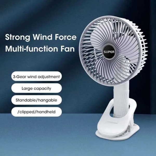 Wholesale Super Foldable Cooling Fan with 3-Speed Settings and Clip-On Holder ZL899 (White)