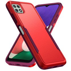 Heavy Duty Strong Armor Hybrid Trailblazer Case Cover for Samsung Galaxy A22 5G / Boost Mobile Celero 5G (Red)