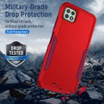 Wholesale Heavy Duty Strong Armor Hybrid Trailblazer Case Cover for Samsung Galaxy A22 5G / Boost Mobile Celero 5G (Red)