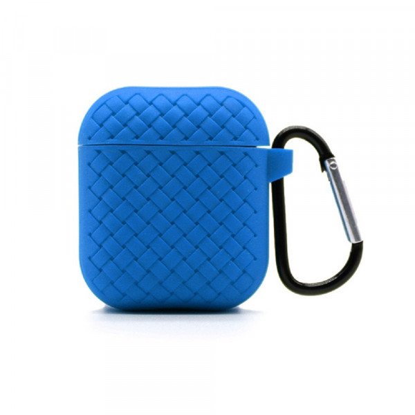 Wholesale Mesh Series Fashion Durable Shockproof Protective Soft Silicone Case with Holder Clip for Apple Airpod 2 / 1 (Navy Blue)