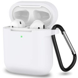Premium Soft Silicone Skin Shockproof Protective Cover with Keychain Carabiner for Apple Airpod 2 / 1 (White) Premium Soft Silicone Skin Shockproof Protective Cover with Keychain Carabiner for Apple Airpod 2 / 1 (White)