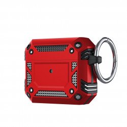 Military Grade Strong Tech Armor Heavy Duty Hybrid Case With Hook for Apple Airpods 3 (2021) (Red)