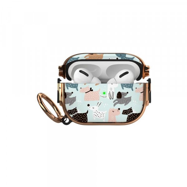Wholesale Fashion Design Electroplated Full Body Hybrid Locking Lids Airpod Case Cover With Holder Clip for Apple Airpod Pro 2 / 1 (Dog)