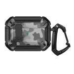 Wholesale Premium Camo Design Strong Armor Hybrid Clip Lock Airpod Case Cover With Keychain Holder for Apple Airpod 3 (Gen 3 2021) (Gray)