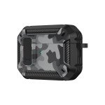 Wholesale Premium Camo Design Strong Armor Hybrid Clip Lock Airpod Case Cover With Keychain Holder for Apple Airpod 3 (Gen 3 2021) (Gray)