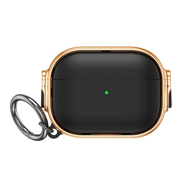 Wholesale Fashion Design Electroplated Full Body Hybrid Locking Lids Airpod Case Cover With Holder Clip for Apple Airpod Pro 2 / 1 (Black/Rose)
